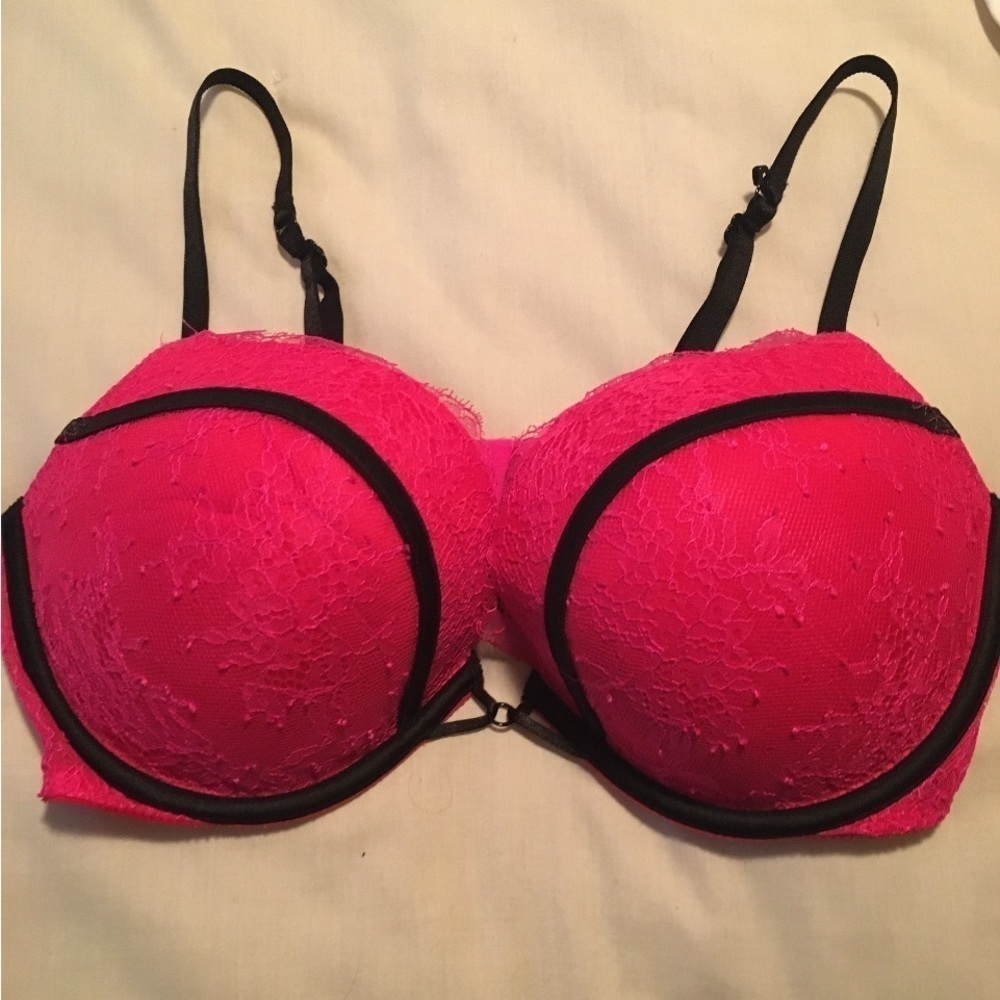 Victorias Secret Very Sexy Pigeonnant Push Up Bra Lingerie Pink /Black Size 36D